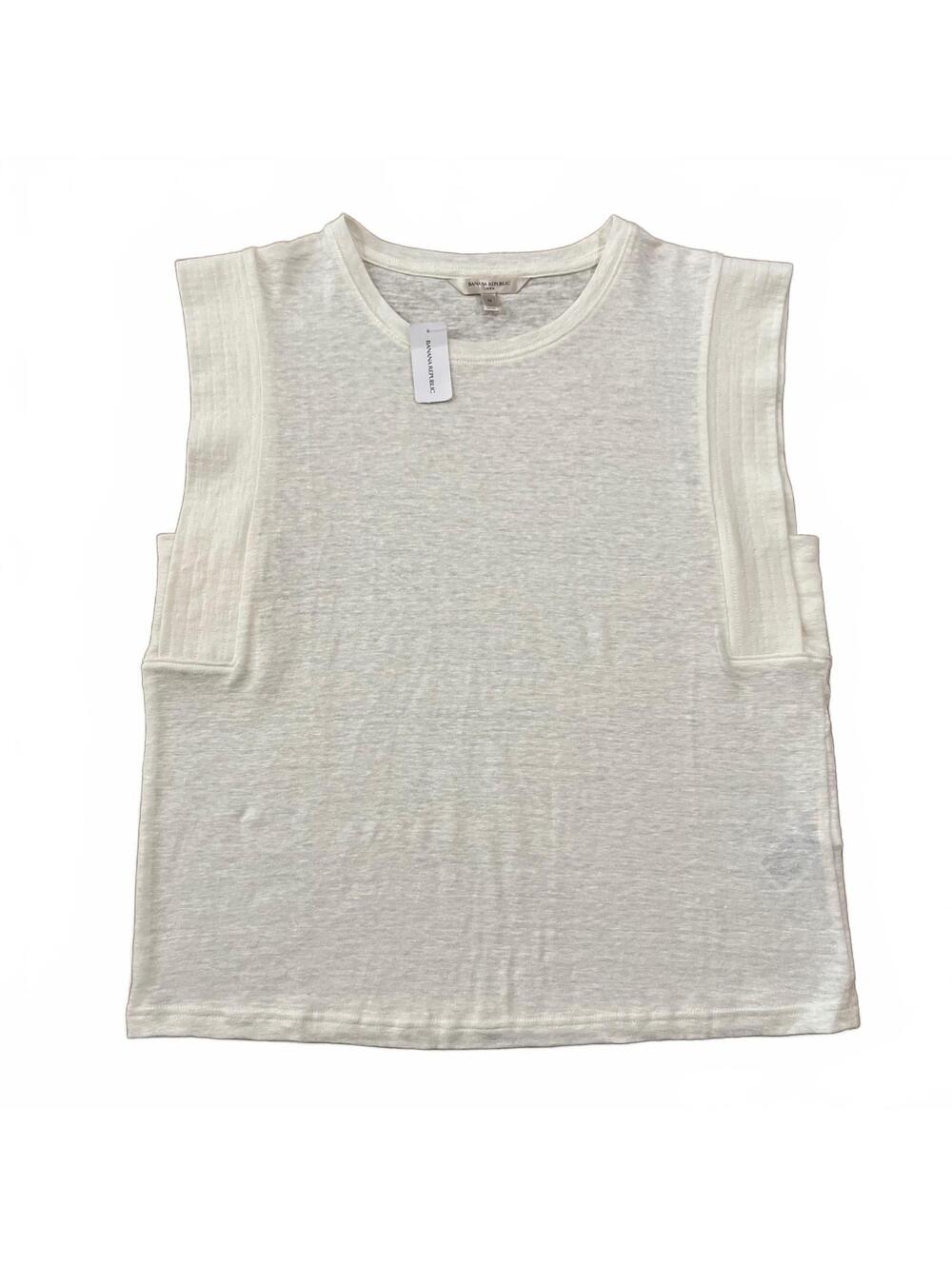 NWT Banana Republic Womens Linen Sharp Shoulder Top White Size Medium